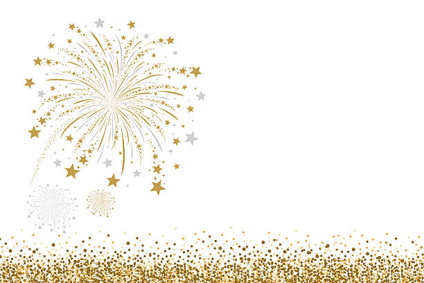 Vector gold and silver firework design on white background